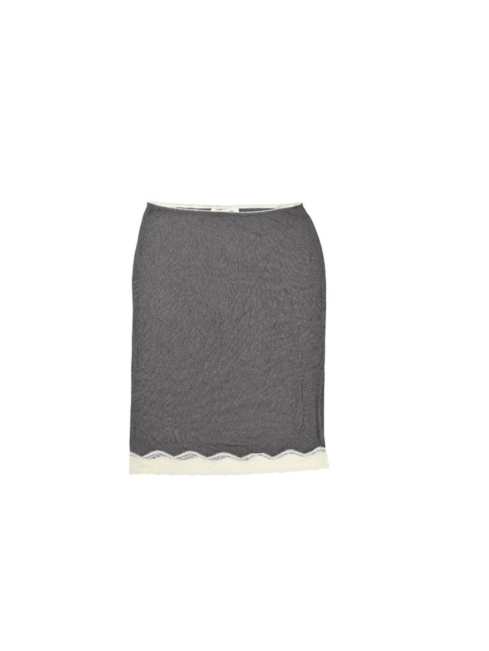 Venroy Lace Rib Midi Skirt in Dark Grey/Antique White